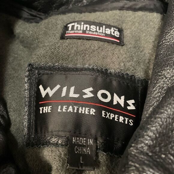 VTG Wilson’s‎ Thinsulate Black Leather Full Zip Jacket Size Large Y2K - Picture 3 of 12